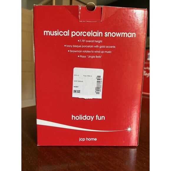 JCPenney Home Collection Musical Porcelain White Snowman Penguins Jingle Bells - Picture 8 of 8